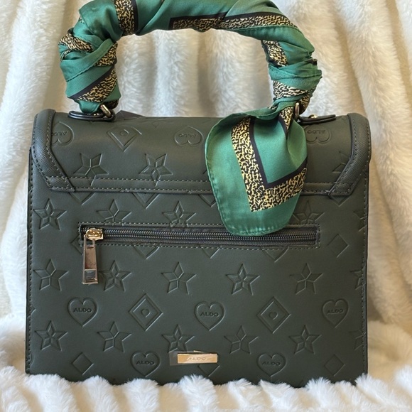 Aldo Embossed Satchel with Green Handle Wrap - Picture 2 of 7